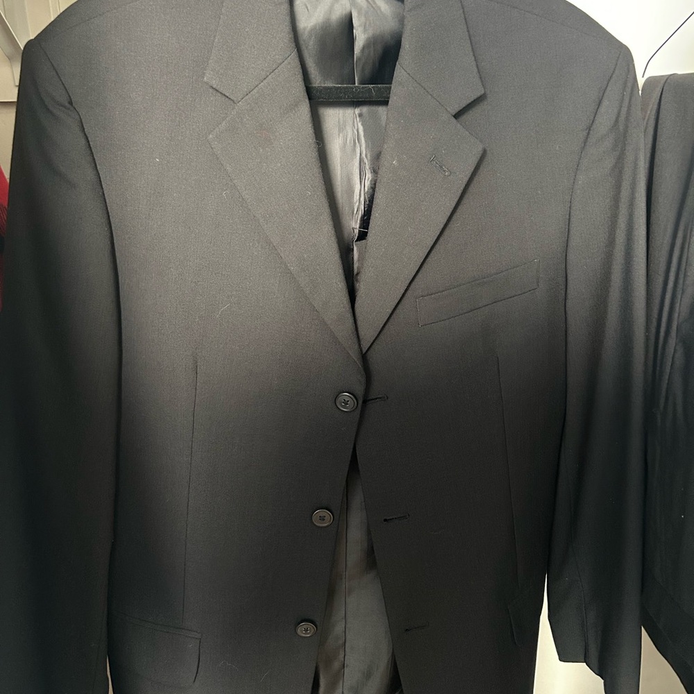 Black Suit with Notched Lapel and Professional Finish